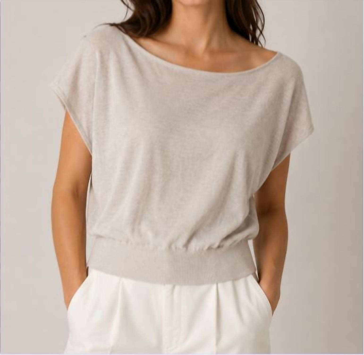 New Autumn Cashmere Off The Shoulder Boxy Tee In Bone
